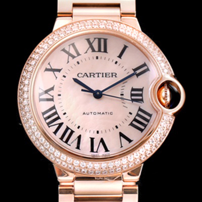 CARTIER 까르띠에 발롱블루 드 WJBB0005 33-36mm사이즈 럭셔리 베젤 투라인 18K 로즈골드 화이트 자개 다이얼 오토매틱 무브먼트 car0991 - Cartier Ballon Bleu De Cartier Diamond Bezel 18k Rose Gold White Shell Dial Automatic Movement