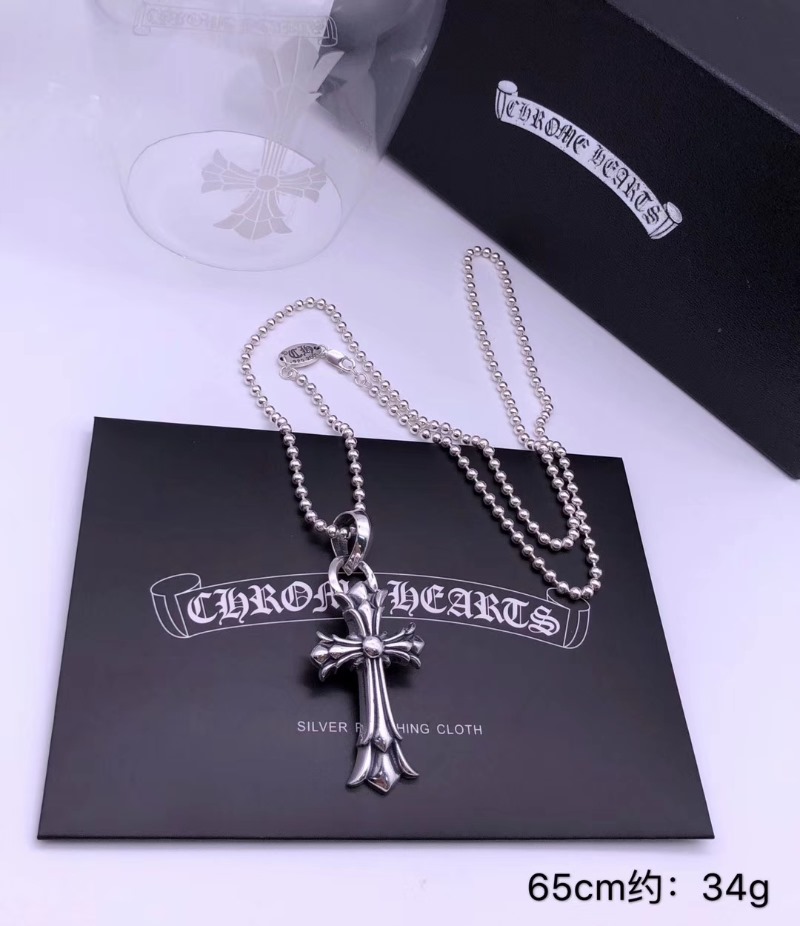 CHROME HEARTS 크롬하츠 남녀공용 925실버 십자 목걸이 65cm