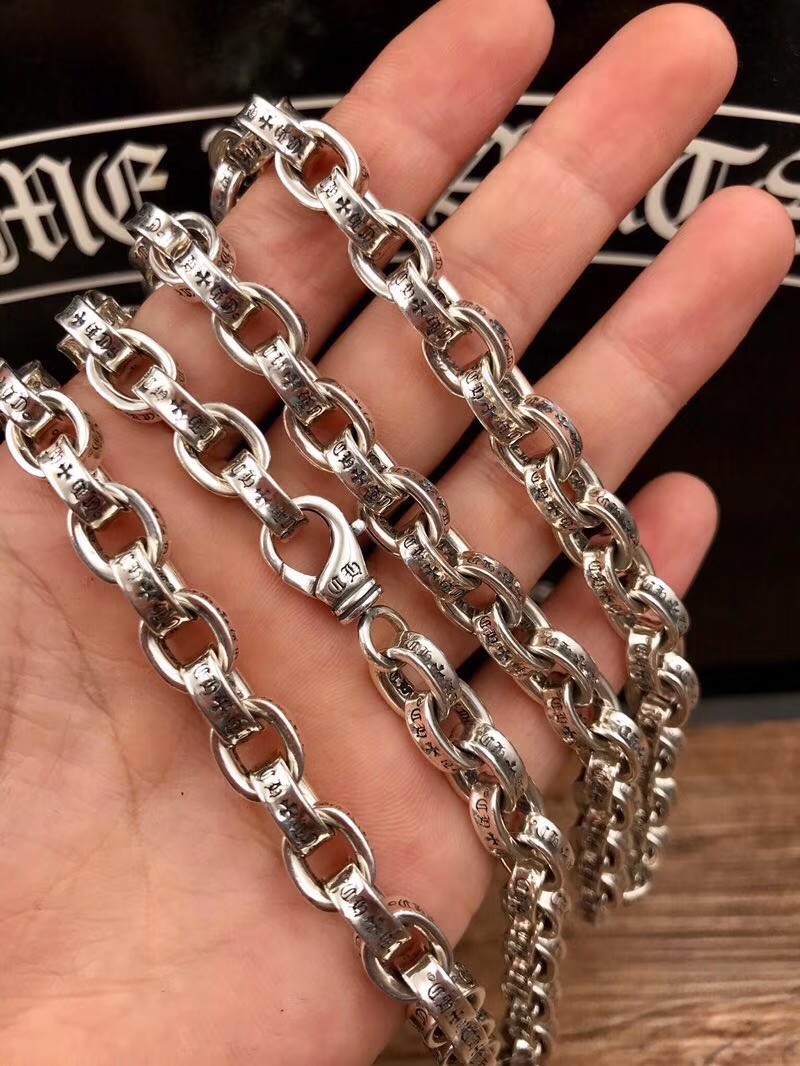 CHROME HEARTS 크롬하츠 남녀공용 925실버 이니셜체인 목걸이 50~75cm