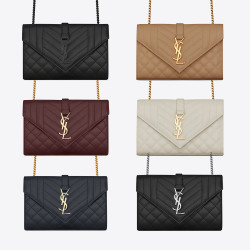 SAINT LAURENT 생로랑 엔벨로프 퀄티드 엠보스 스몰 6COLOR