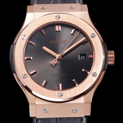 HUBLOT 위블로 클레식 퓨전 511.OX.7180.LR 그레이 썬더스트 다이얼 블랙 레더스트랩 오토매틱 무브먼트 hub0213 - Hublot Classic Fusion Daily Watch Simple Classic Type Upgrade 18k Rose Gold Case Grey Sun Dust Dial Black Leather Strap Automatic Movement