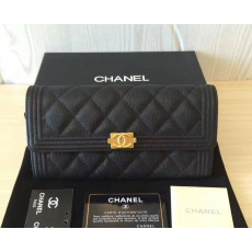 CHANEL 샤넬 보이 캐비어 금장 장지갑-1