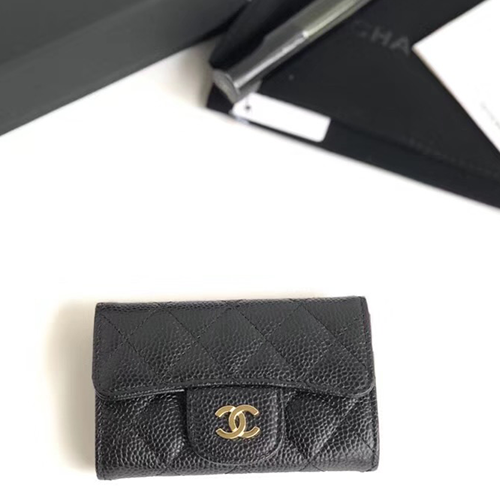 CHANEL 샤넬 카드지갑 캐비어 금장  A80799