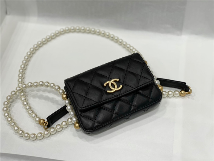 CHANEL 샤넬 진주 스트랩 미니 플랩 카드 홀더백 A81085 2COLOR