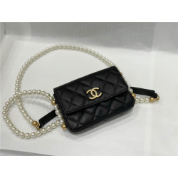 CHANEL 샤넬 진주 스트랩 미니 플랩 카드 홀더백 A81085 2COLOR