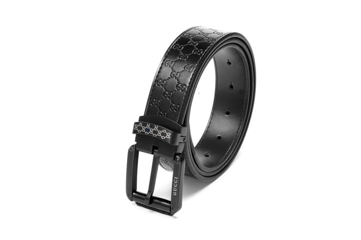 GUCCI 구찌 매트블랙 비죠 로고버클 자가드레더 벨트[수입]