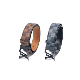 LOUIS VUITTON 루이비통  LV 매트블랙 버클 다미애 자가드 벨트
