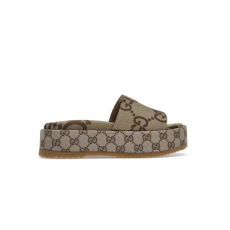 GUCCI 구찌 안젤리나 캔버스 플랫폼 슬라이드 슬리퍼