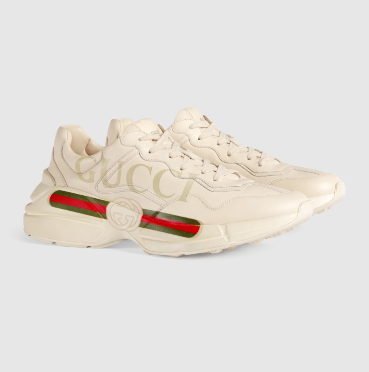 GUCCI 구찌 남여공용 라이톤 로고 레더 스니커즈 500877