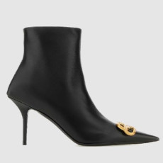 BALENCIAGA 발렌시아가 여성용 부츠 BB 로고 장식 레더 앵클 부츠힐 764445