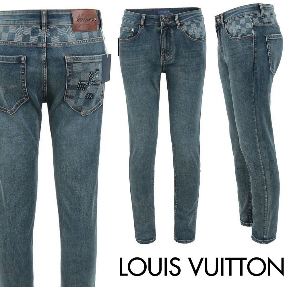LOUIS VUITTON 루이비통 골드 스틸 다미 포켓 슬림 일자진