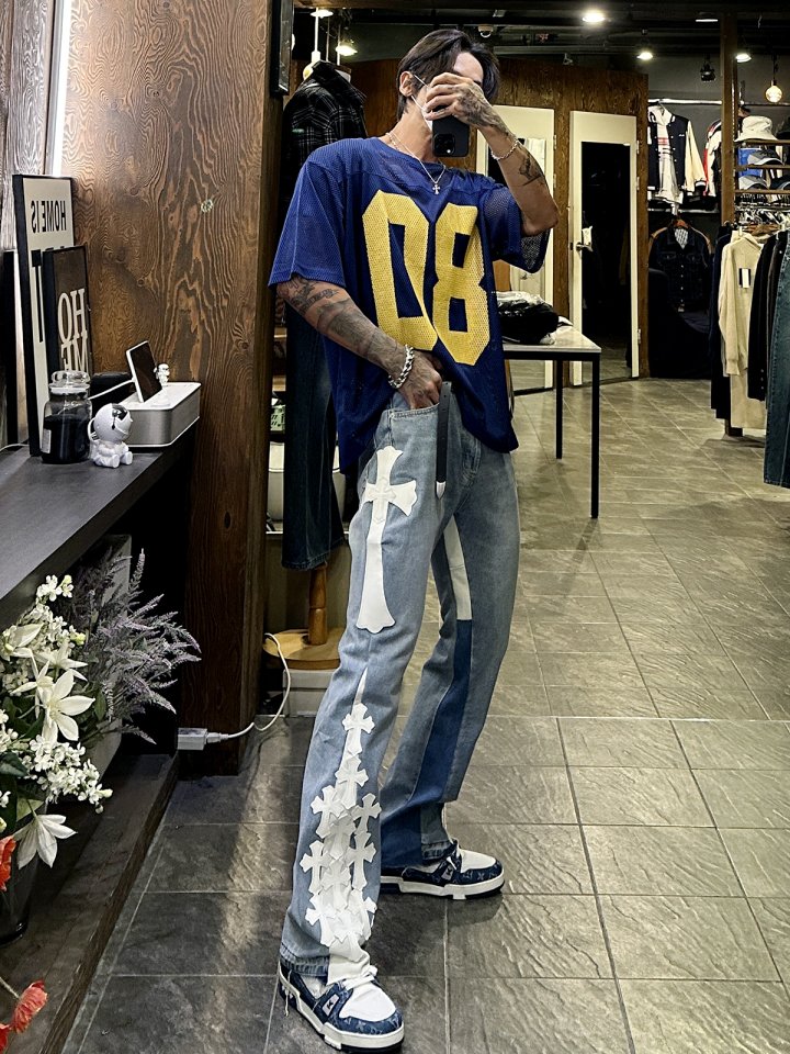 CHROME HEARTS 크롬하츠 멀티 크로스 플레어 데님