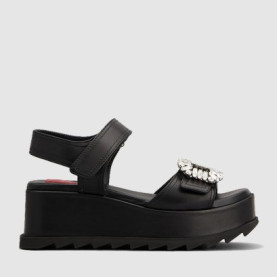 ROGER VIVIER 로저비비에 여성용 슬라이디 비브 가죽 웨지 샌들 7754 2COLOR