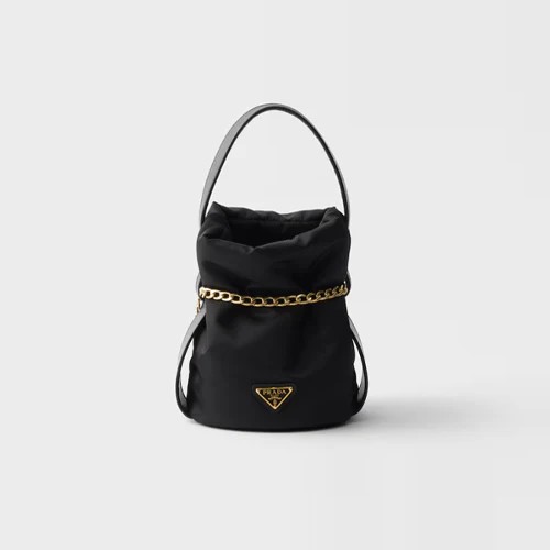 PRADA 프라다 쁘띠 삭 누아르 미니 리나일론 및 나파 가죽 버킷백 1BE088 2COLOR