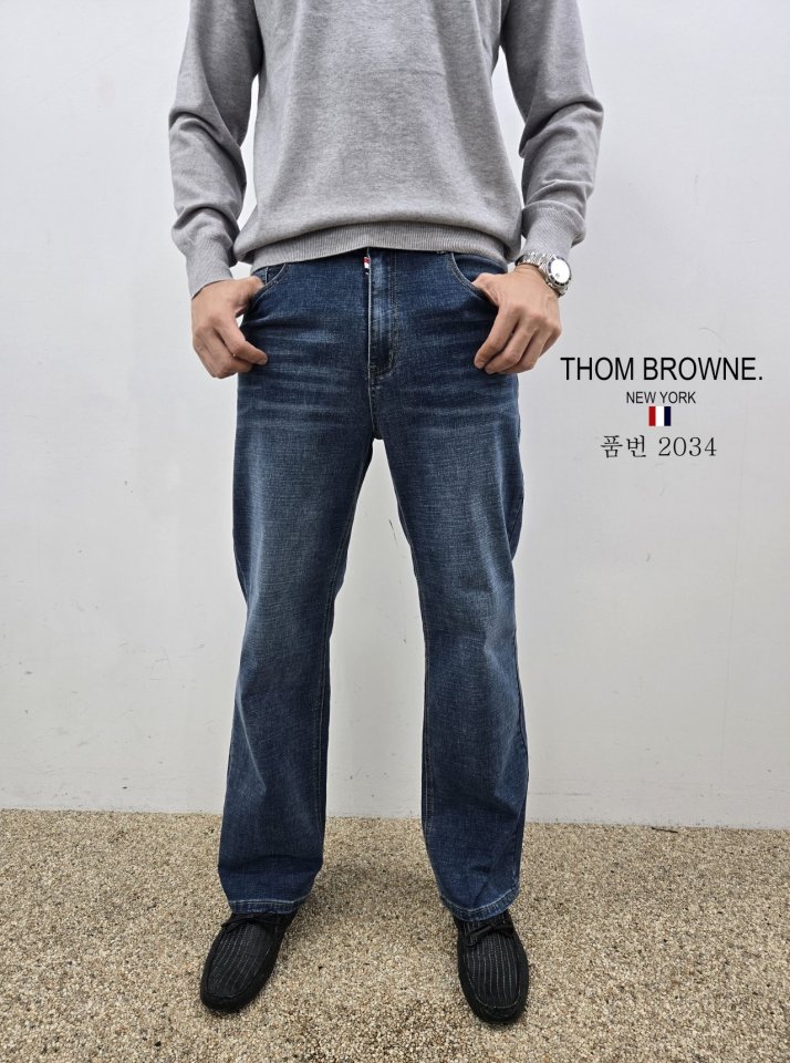 THOM BROWNE 톰브라운 스판 세미 일자 청바지