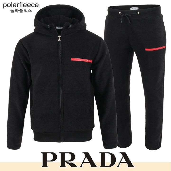 PRADA 프라다 레드 로고 폴라폴리스 셋업