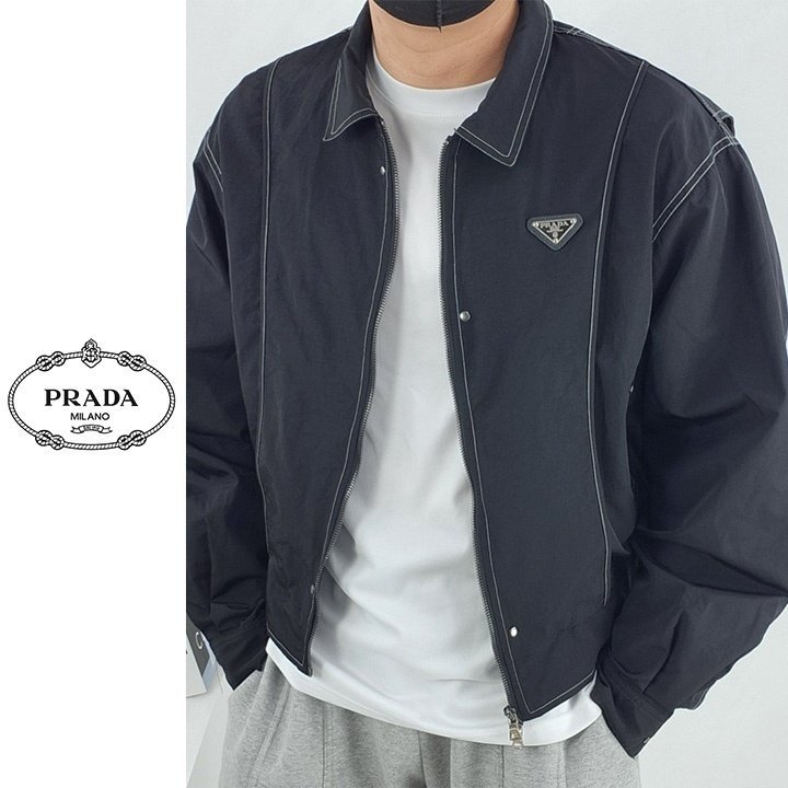 PRADA 프라다 삼각 로고 리나일론 카라 집업