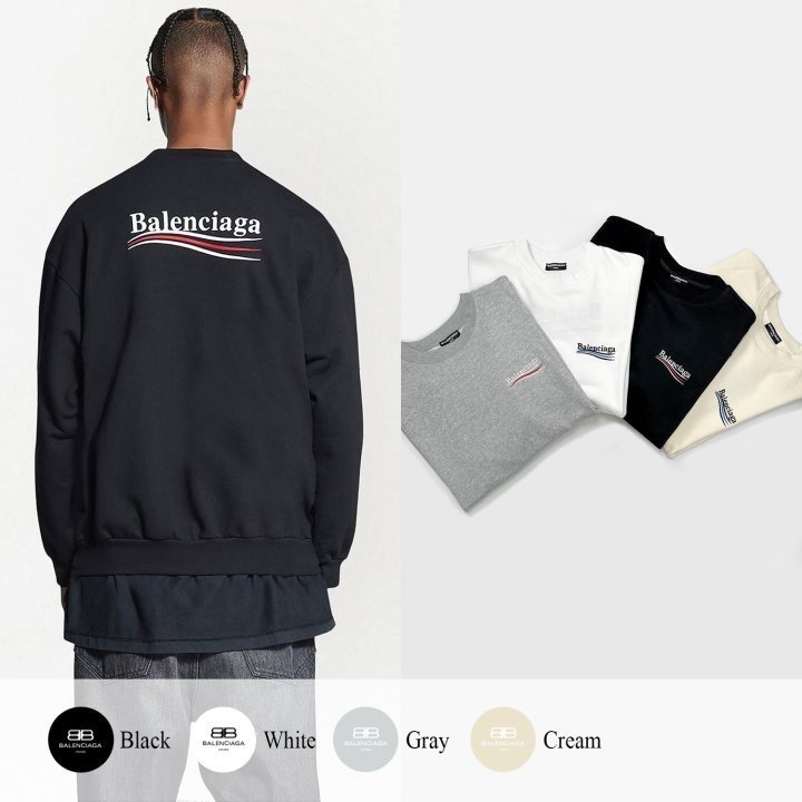BALENCIAGA 발렌시아가 폴리티컬 캠페인 로고 자수 맨투맨