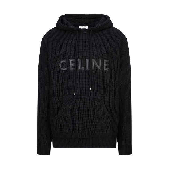 CELINE 셀린느 레더 오버사이즈 후드 스웨터