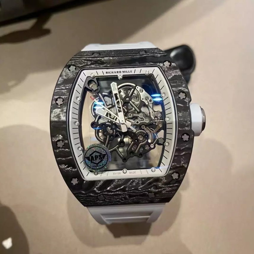 RICHARD MILLE 리차드밀 부바왓슨 블랙 카본 케이스 화이트 포인트 화이트 밴드 RM-055