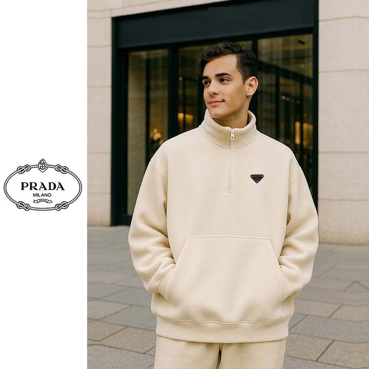 PRADA 프라다 하이넥 퍼플리스 하프집업 2COLOR