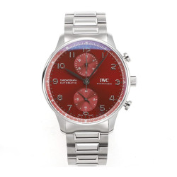 IWC 아이더블유씨 포르투기저 크로노그래프 버건디 다이얼 스틸 SS브레이슬릿 40mm IW371616