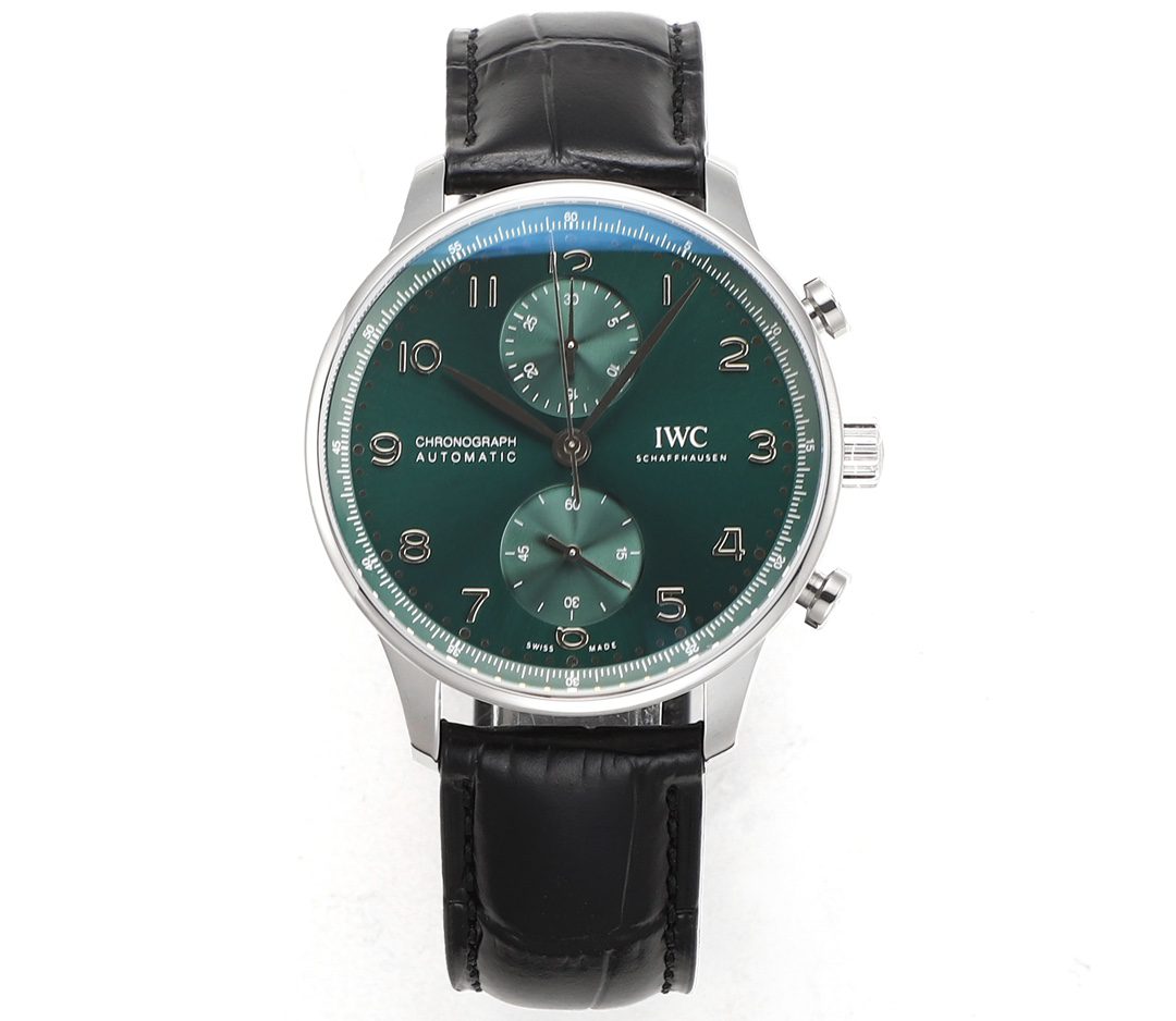 IWC 아이더블유씨 포르투기저 크로노그래프 그린 다이얼 레더 스트랩 40mm IW371615