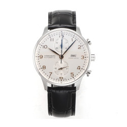 IWC 아이더블유씨 포르투기저 크로노그래프 화이트/로즈골드 다이얼 레더 스트랩 40mm IW371605