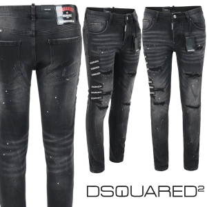 DSQUARED2 디스퀘어드2 플레그 패치 블랙 슬림 일자진
