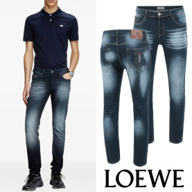 LOEWE 로에베 그래픽 자수로고 진청 슬림진