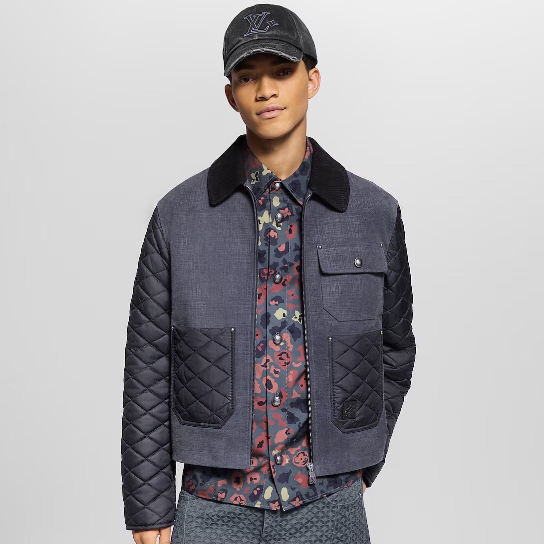 LOUIS VUITTON 루이비통 F018 믹스 레더 워크웨어 블루종 자켓