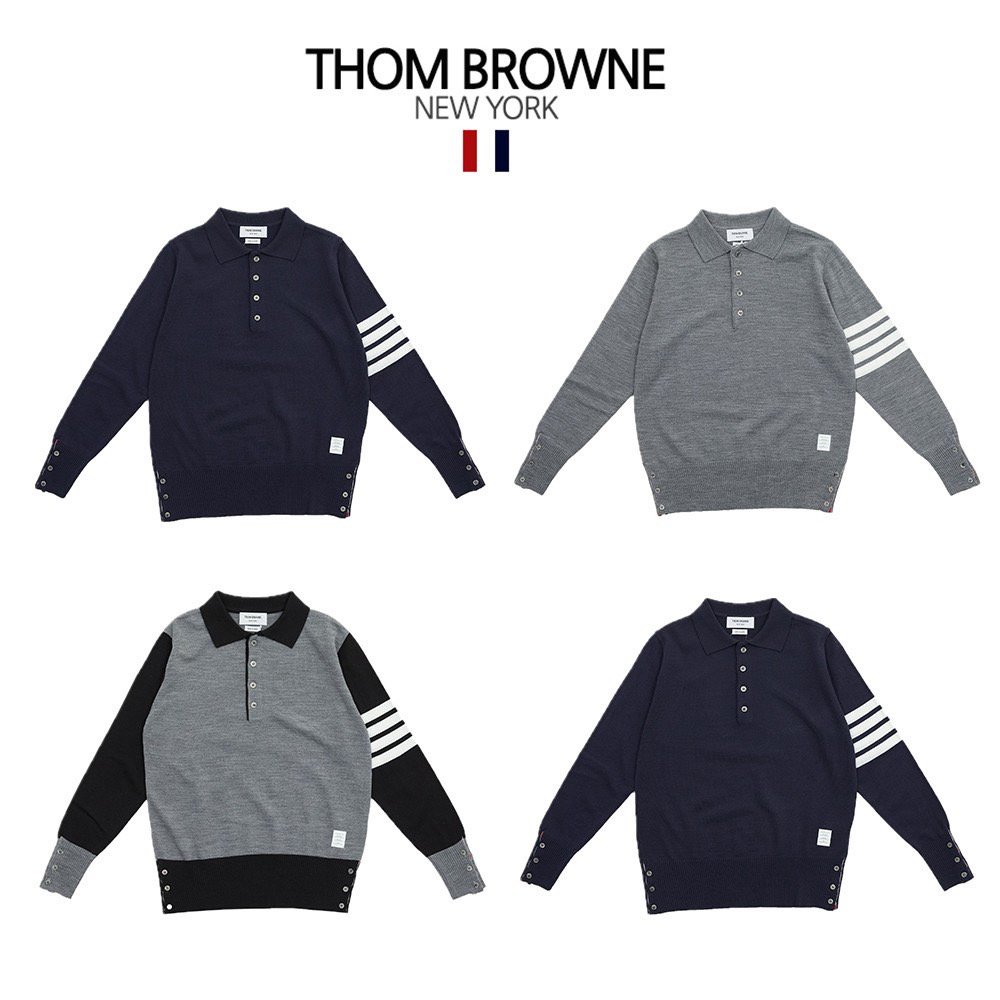 THOM BROWNE 톰브라운 4버튼 4선 긴팔 카라티