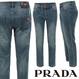 PRADA 프라다 레드 삼각로고 슬림 일자진