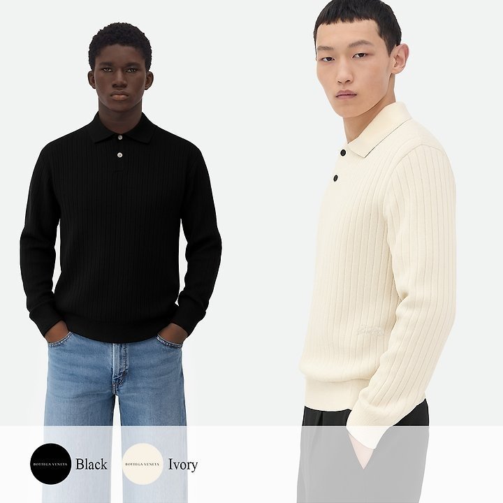 BOTTEGA VENETA 보테가베네타 사이드 로고 자수 카라 니트