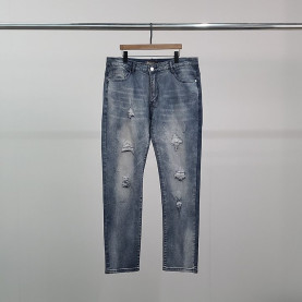 LOROPIANA 로로피아나 로고탭 데미지 워싱 청바지