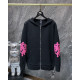 CHROME HEARTS 크롬하츠 7027 Y NOT 레더 크로스 니트 후드 집업