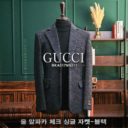 GUCCI 구찌 울 알파카 체크 싱글 자켓