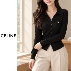 CELINE 셀린느 브이넥 카라 옆셔링 니트 3COLOR