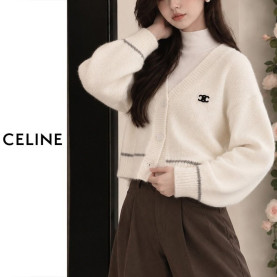 CELINE 셀린느 브이넥 배색 라인가디건 3COLOR