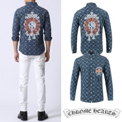 CHROME HEARTS 크롬하츠 올오버 오렌지 허스슈 데님셔츠